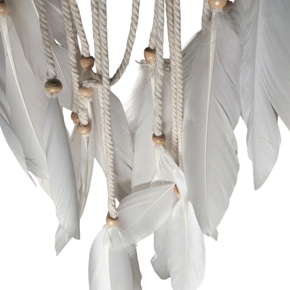 Tree of Life Dream Catcher‎ White Wall Hanging Beaded Feathers
